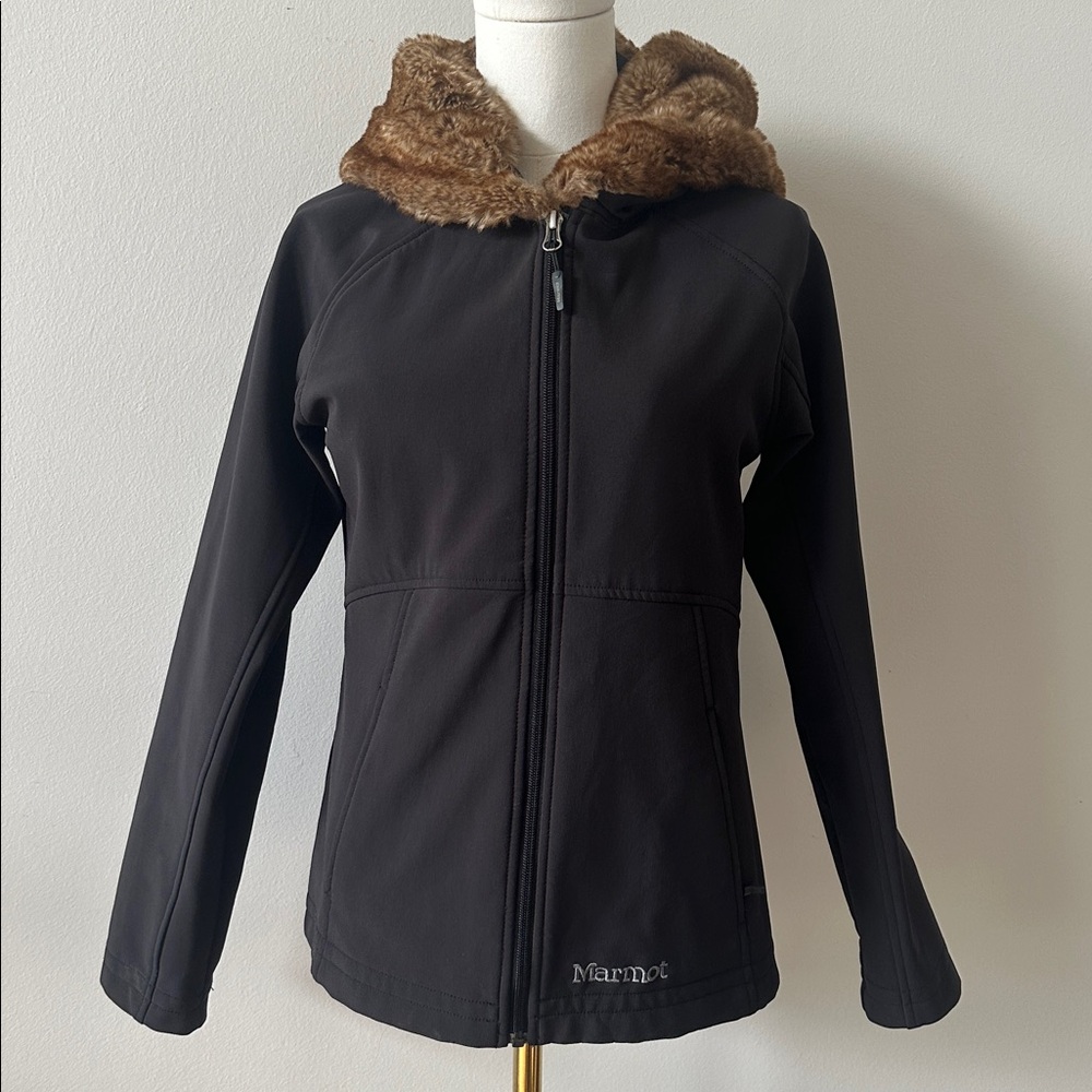 Marmot Womens Softshell‎ Athletic Stretchy Fit Vegan Fox Fur Jacket Fitted Small